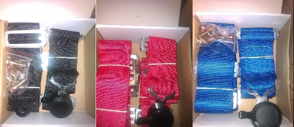 Négypontos, körcsatos 3" széles biztonsági öv (kék)