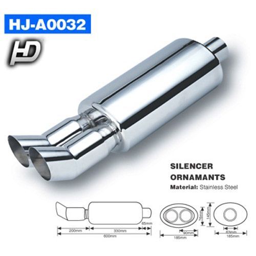 HD rozsdamentes kipufogó dob, kétcsöves, 63mm - A0032 DTM