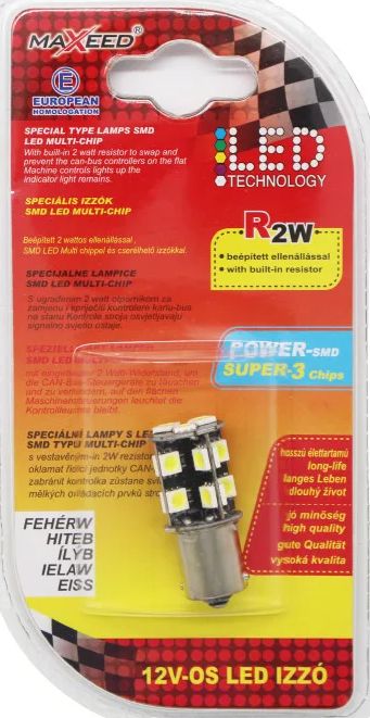 LED 1156 izzó fehér 12V, egy érintkezős, Canbus - Maxeed