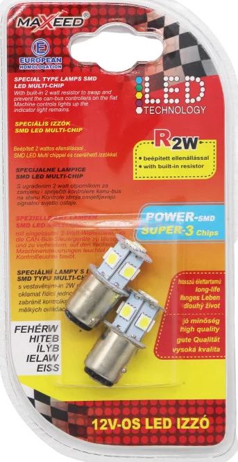 LED 1157 izzó 12V, fehér, két érintkezős - Maxeed (2db)