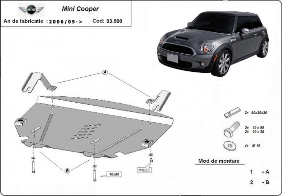 Mini R55 - R56 motorvédő lemez