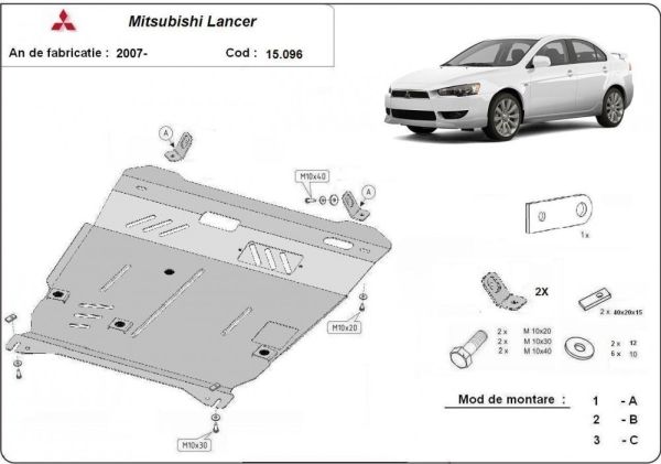Mitsubishi Lancer 2007- motorvédő lemez