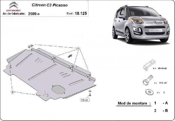 Citroen C3 Picasso 2009- motorvédő lemez