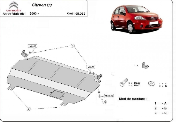 Citroen C3 2003- motorvédő lemez