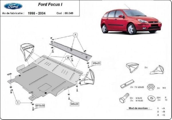 Ford Focus 2001- motorvédő lemez