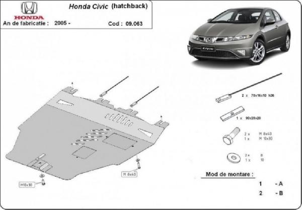 Honda Civic 2005- motorvédő lemez