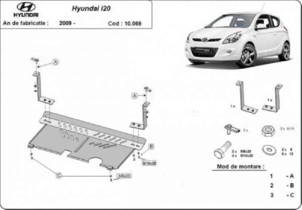 Hyundai i20 2009- motorvédő lemez