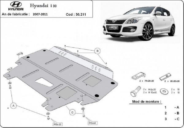 Hyundai i30 2007- motorvédő lemez
