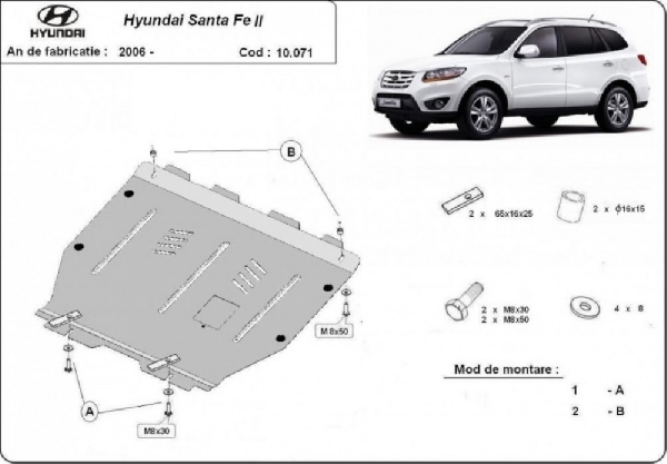 Hyundai Santa Fe 2006- motorvédő lemez
