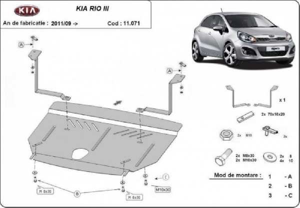 Kia Rio 2011- motorvédő lemez