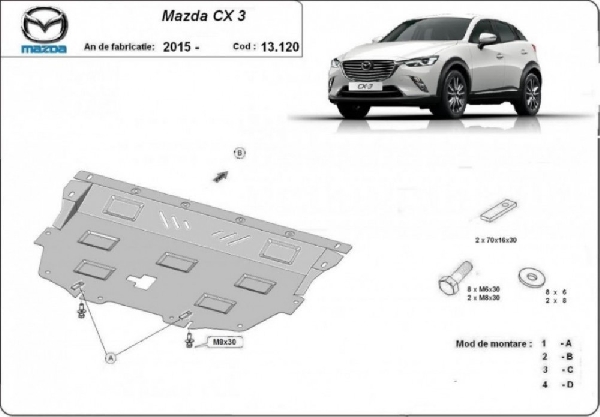Mazda CX-3 2015- motorvédő lemez