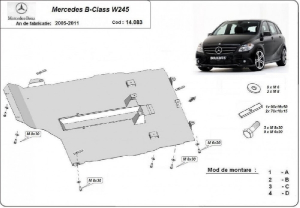 Mercedes B osztály W245 2005- motorvédő lemez