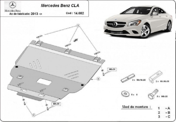 Mercedes CLA X117 2013- motorvédő lemez