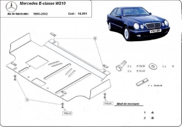 Mercedes E osztály W210 1995- motorvédő lemez