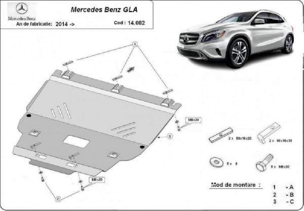 Mercedes GLA X156 2014- motorvédő lemez