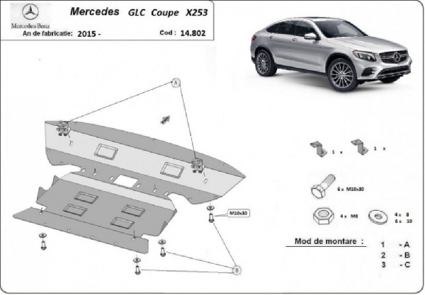 Mercedes GLC Coupe X253 2015- motorvédő lemez