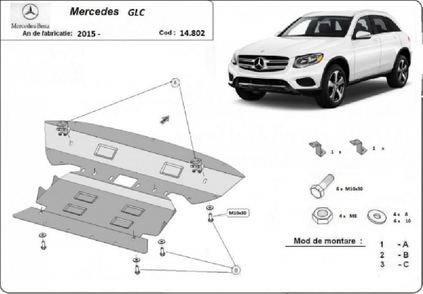 Mercedes GLC X253 2015- motorvédő lemez