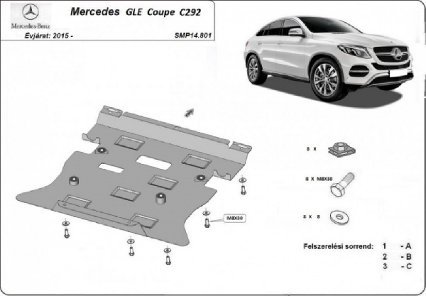 Mercedes GLE Coupe C292 2015- motorvédő lemez
