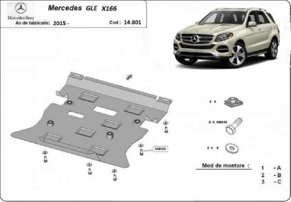 Mercedes GLE X166 2015- motorvédő lemez