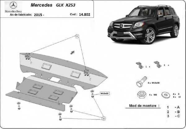 Mercedes GLK X253 2015- motorvédő lemez