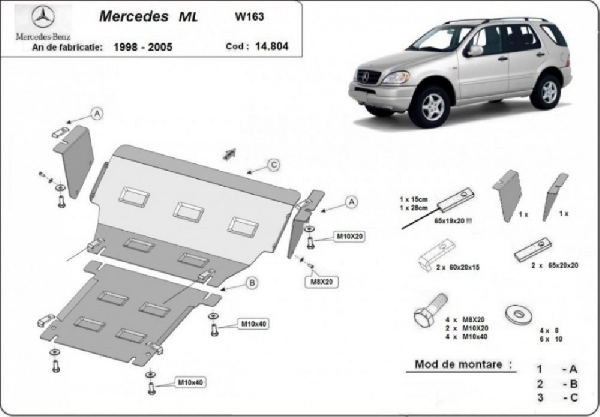 Mercedes ML W163 1998- motorvédő lemez