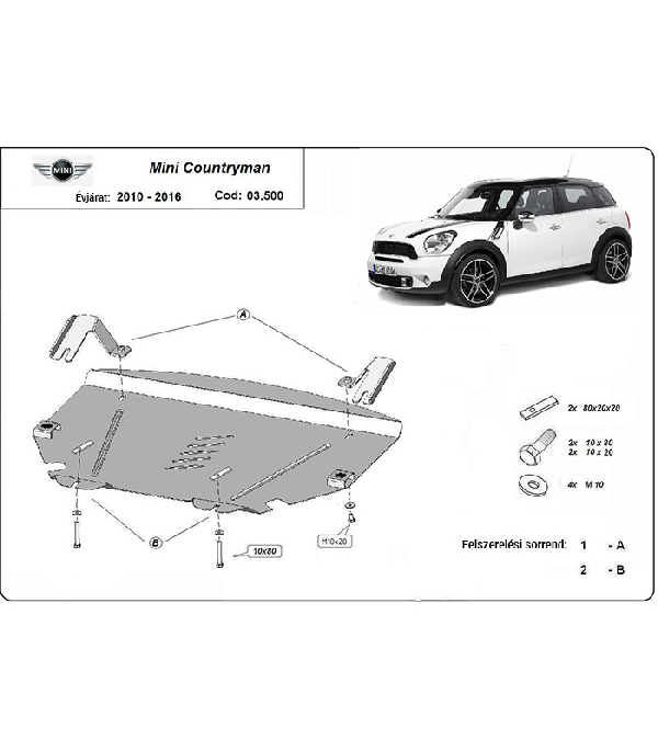 Mini Cooper Countryman 2010- motorvédő lemez