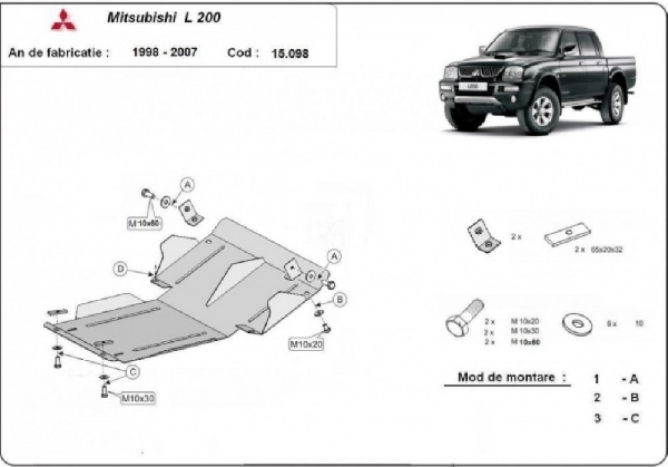 Mitsubishi L200 1998- motorvédő lemez