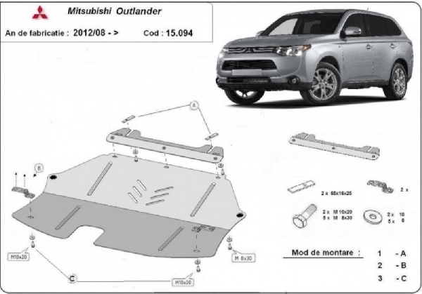 Mitsubishi Outlander 2012- motorvédő lemez