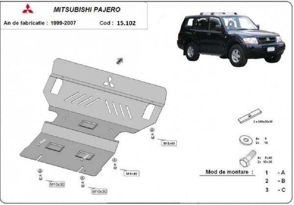 Mitsubishi Pajero 1999- motorvédő lemez
