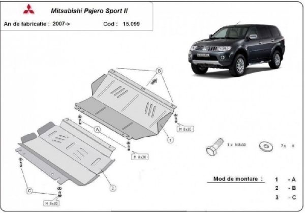 Mitsubishi Pajero Sport 2008- motorvédő lemez