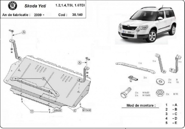 Skoda Yeti 2009- motorvédő lemez